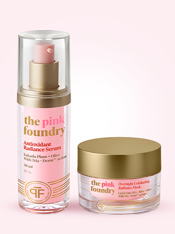 The Pink Foundry Brightening Vitamin C Serum + Aha Bha Exfoliation Mask Combo